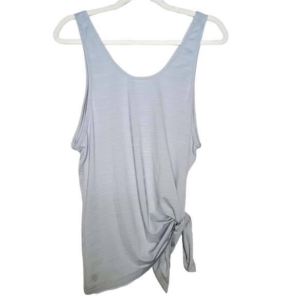 Athleta Tops - Athleta Max Out Tank Asymmetrical Hem Low Back Side Tie Blue Gray Medium